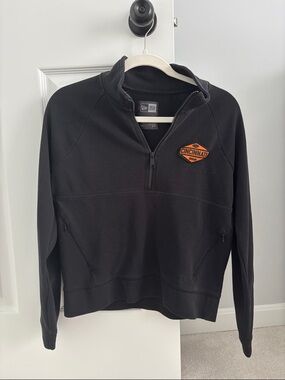 New Era Black Zip-Up Pullover with Orange Cincinnati Patch